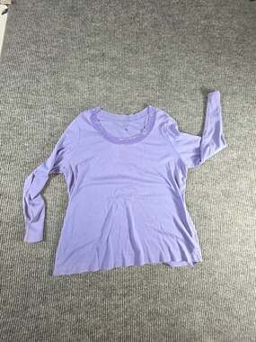 Style & Co Women's Blouse Purple Size 2X Sequin On On Collar Long Sleeve